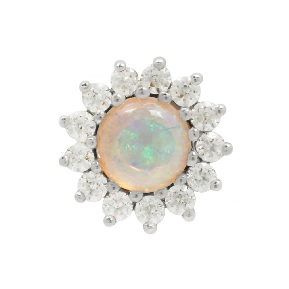 threadless: "Delphine" End in Gold with Genuine Opal & White CZ's