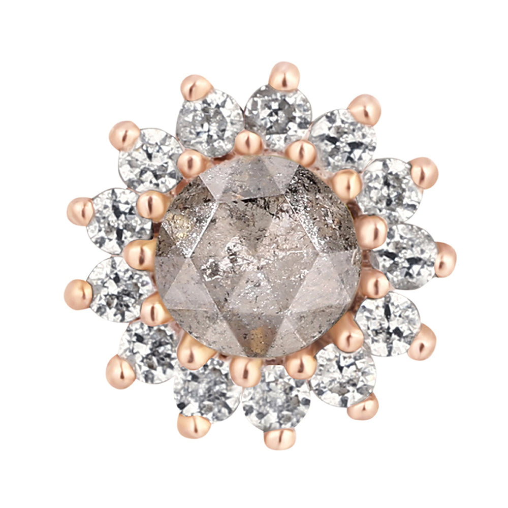threadless: "Delphine" End in Gold with Grey Diamond & White Sapphires