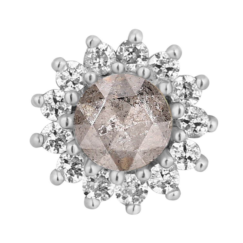 threadless: "Delphine" End in Gold with Grey Diamond & White Sapphires