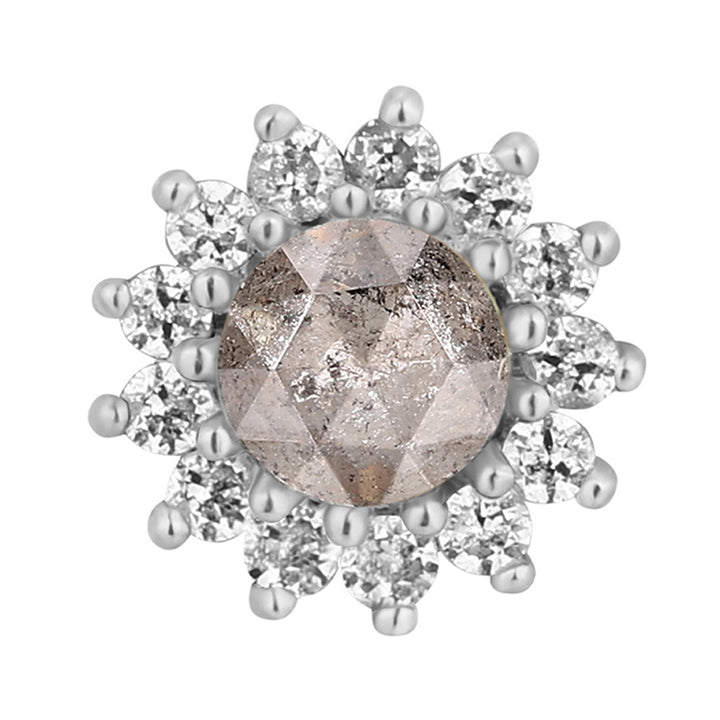 threadless: "Delphine" End in Gold with Grey Diamond & White Sapphires