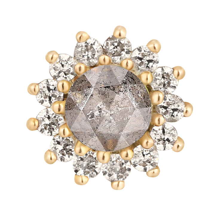 threadless: "Delphine" End in Gold with Grey Diamond & White Sapphires