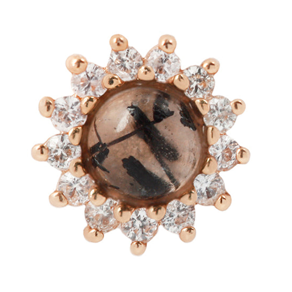 threadless: "Delphine" End in Gold with Tourmalated Quartz & White Sapphires