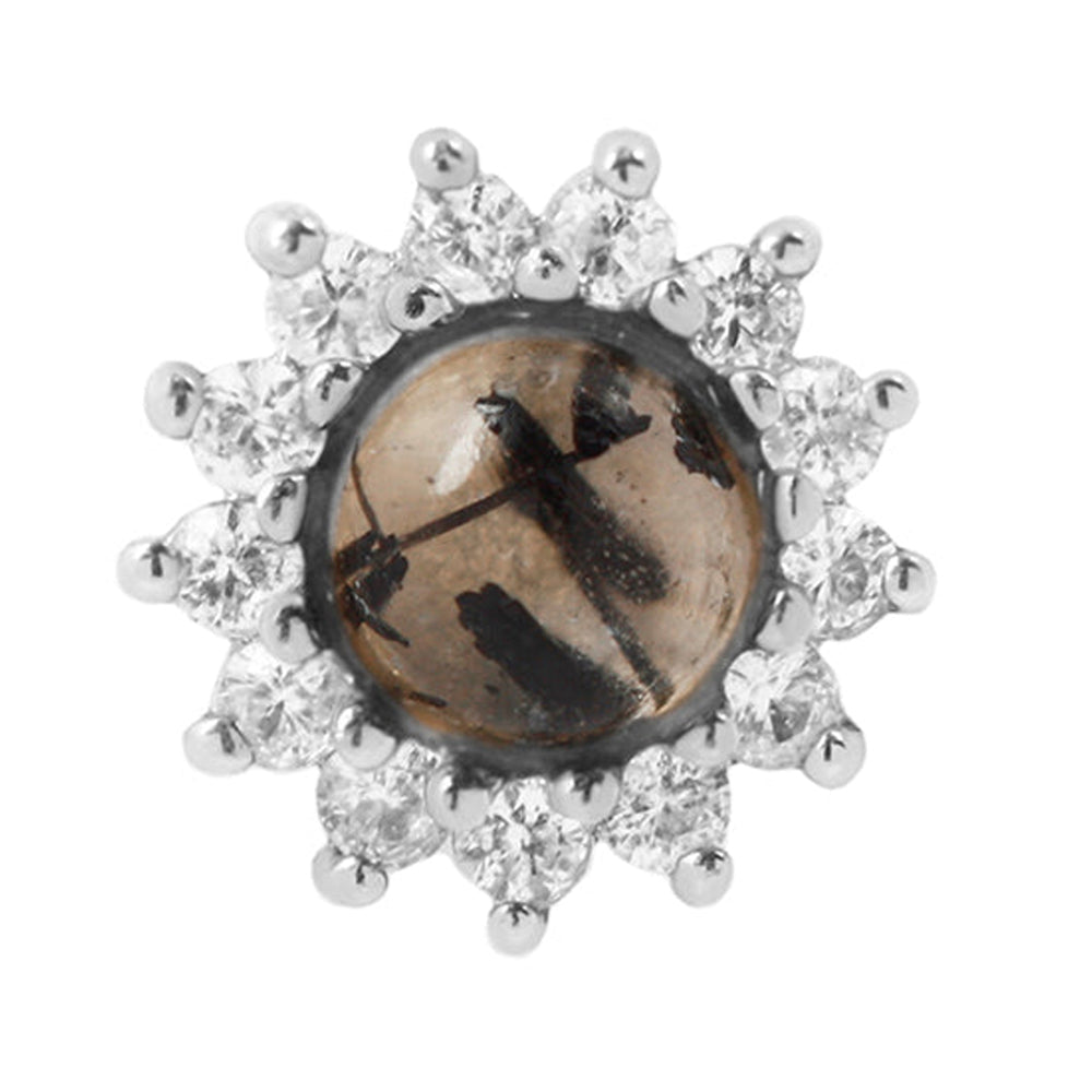 threadless: "Delphine" End in Gold with Tourmalated Quartz & White Sapphires