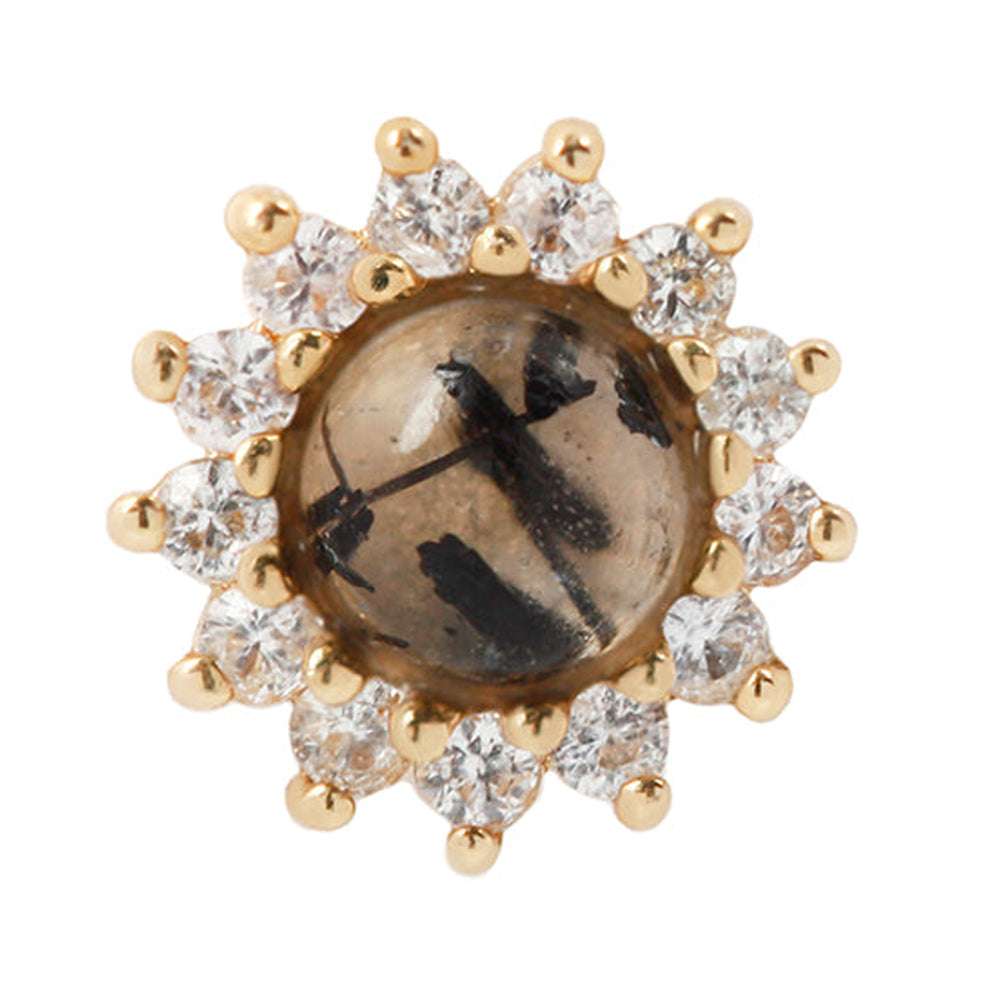 threadless: "Delphine" End in Gold with Tourmalated Quartz & White Sapphires
