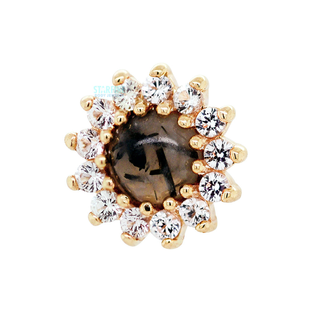threadless: "Delphine" End in Gold with Tourmalated Quartz & White Sapphires