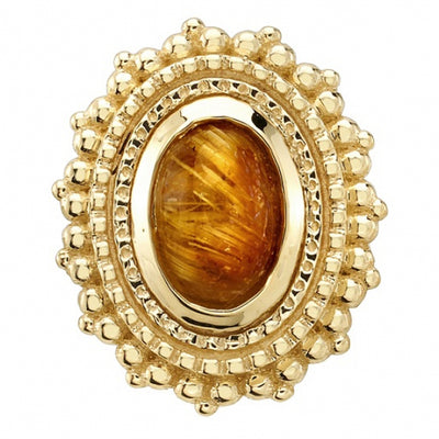 Afghan Oval Threaded End in Gold with Rutilated Quartz