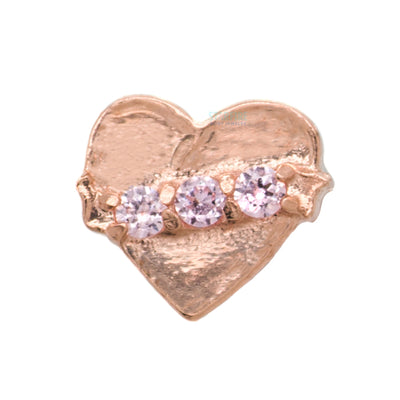 Banner Heart Threaded End in Rose Gold with Brilliant-Cut Gems