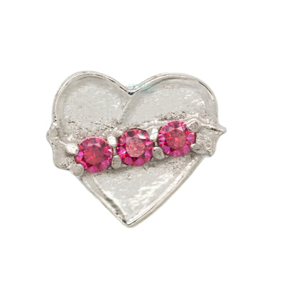 Banner Heart Threaded End in White Gold with Brilliant-Cut Gems