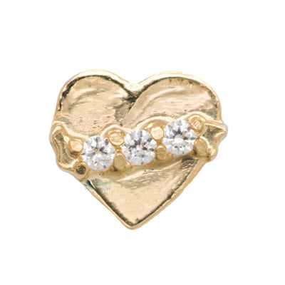 Banner Heart Threaded End in Yellow Gold with Brilliant-Cut Gems