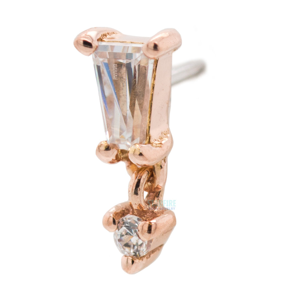 threadless: "Yves" End with Dangle in Gold with CZ's