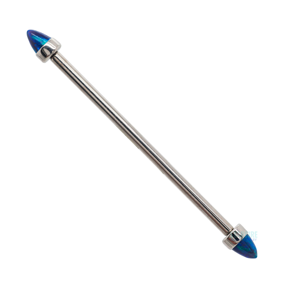 Opal Bullet in Bezel Industrial Barbell