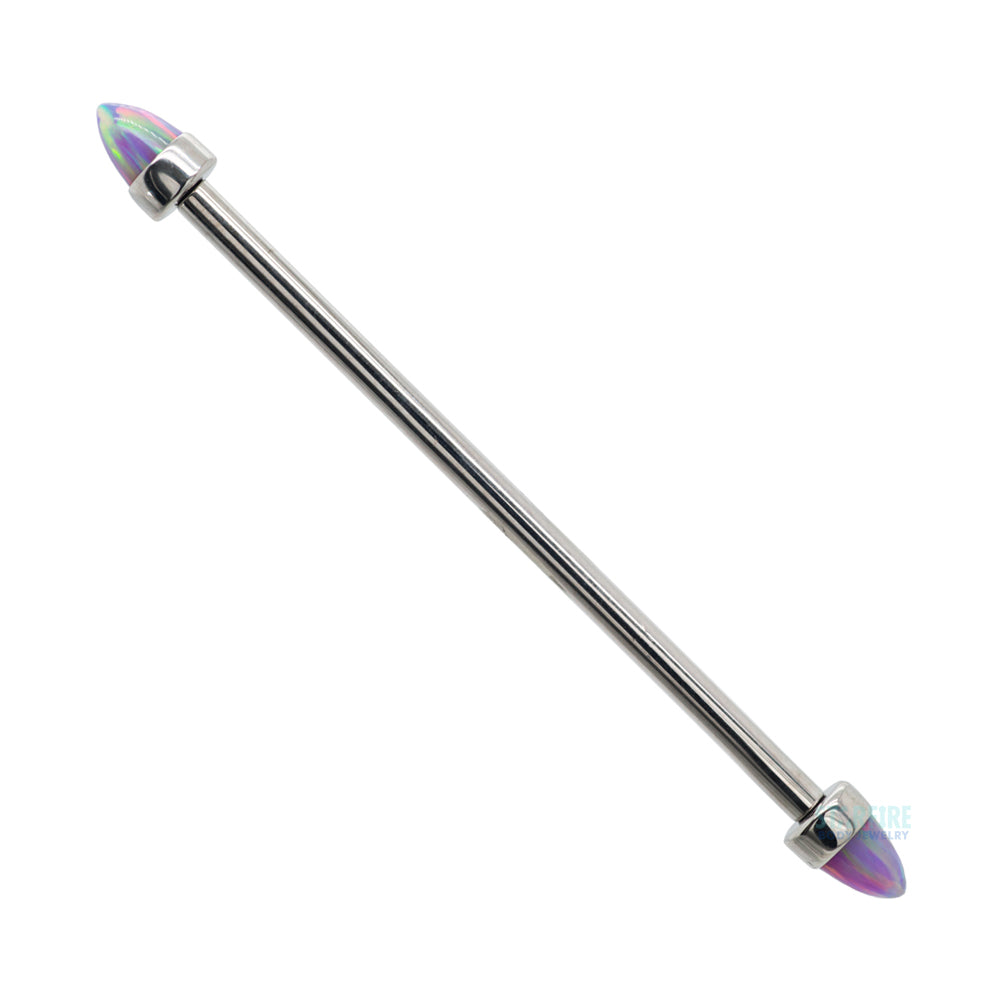 Opal Bullet in Bezel Industrial Barbell
