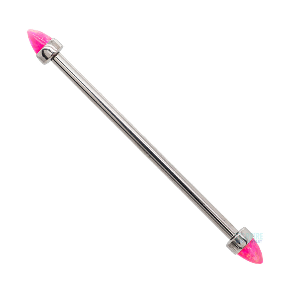 Opal Bullet in Bezel Industrial Barbell