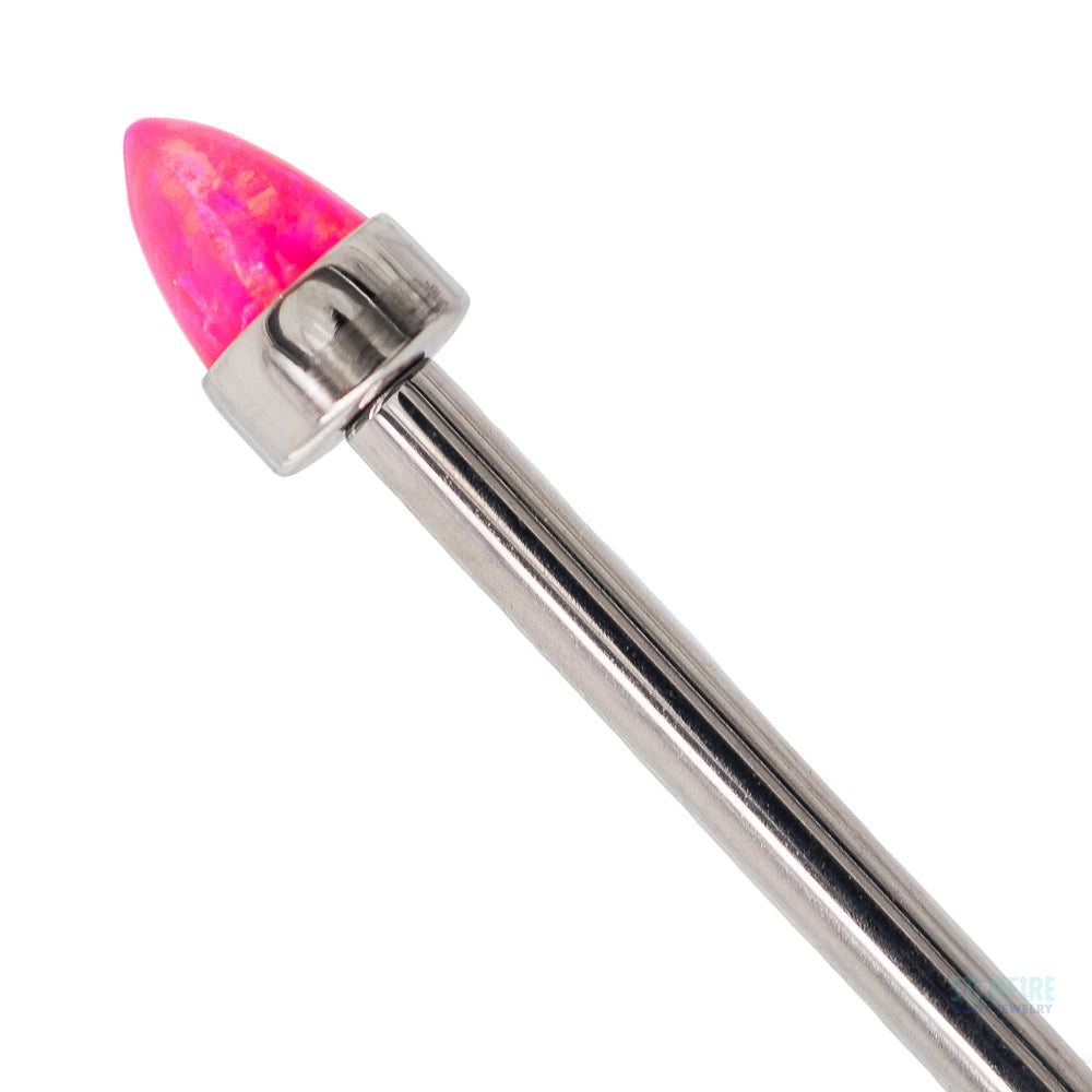 Opal Bullet in Bezel Industrial Barbell
