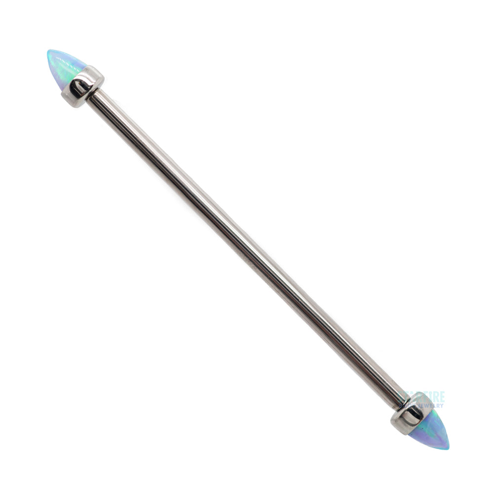Opal Bullet in Bezel Industrial Barbell