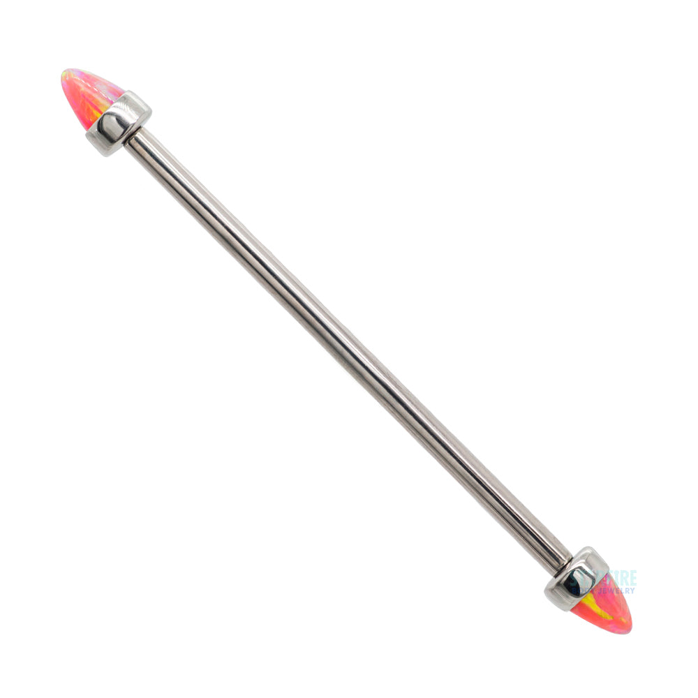 Opal Bullet in Bezel Industrial Barbell