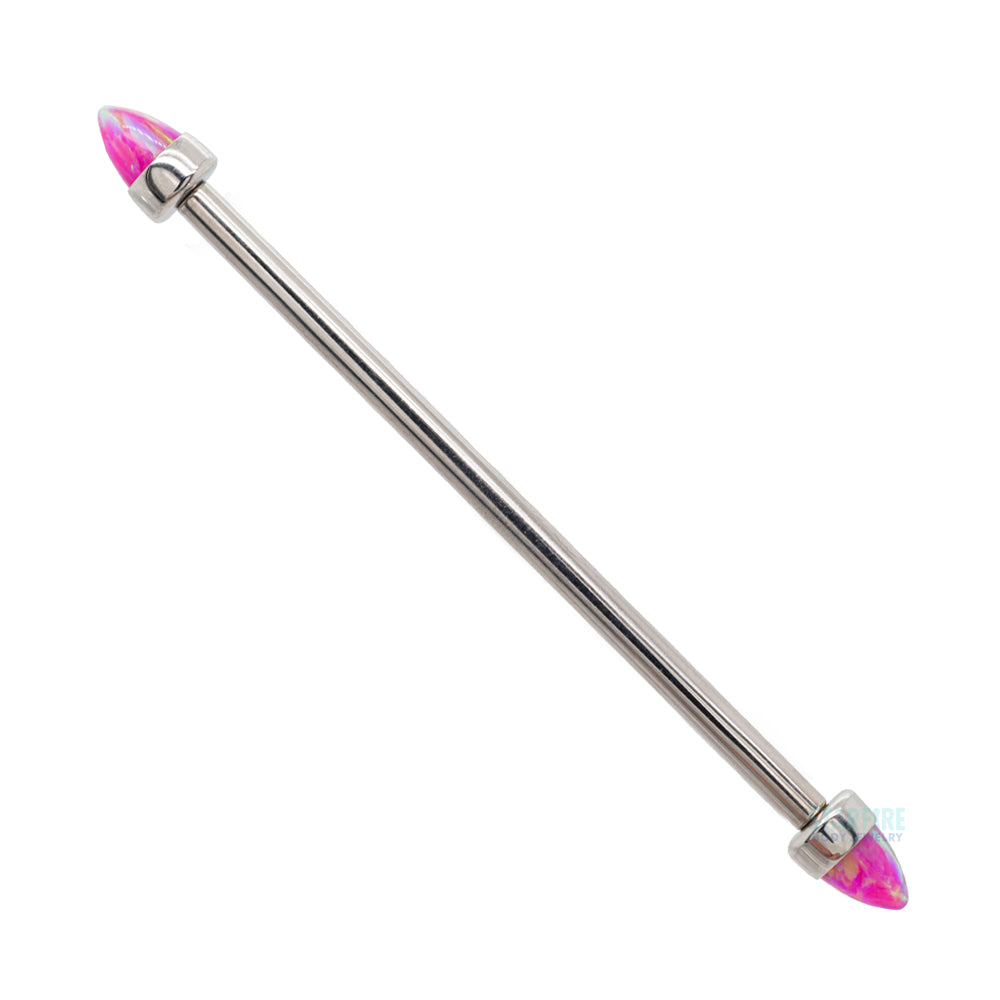 Opal Bullet in Bezel Industrial Barbell