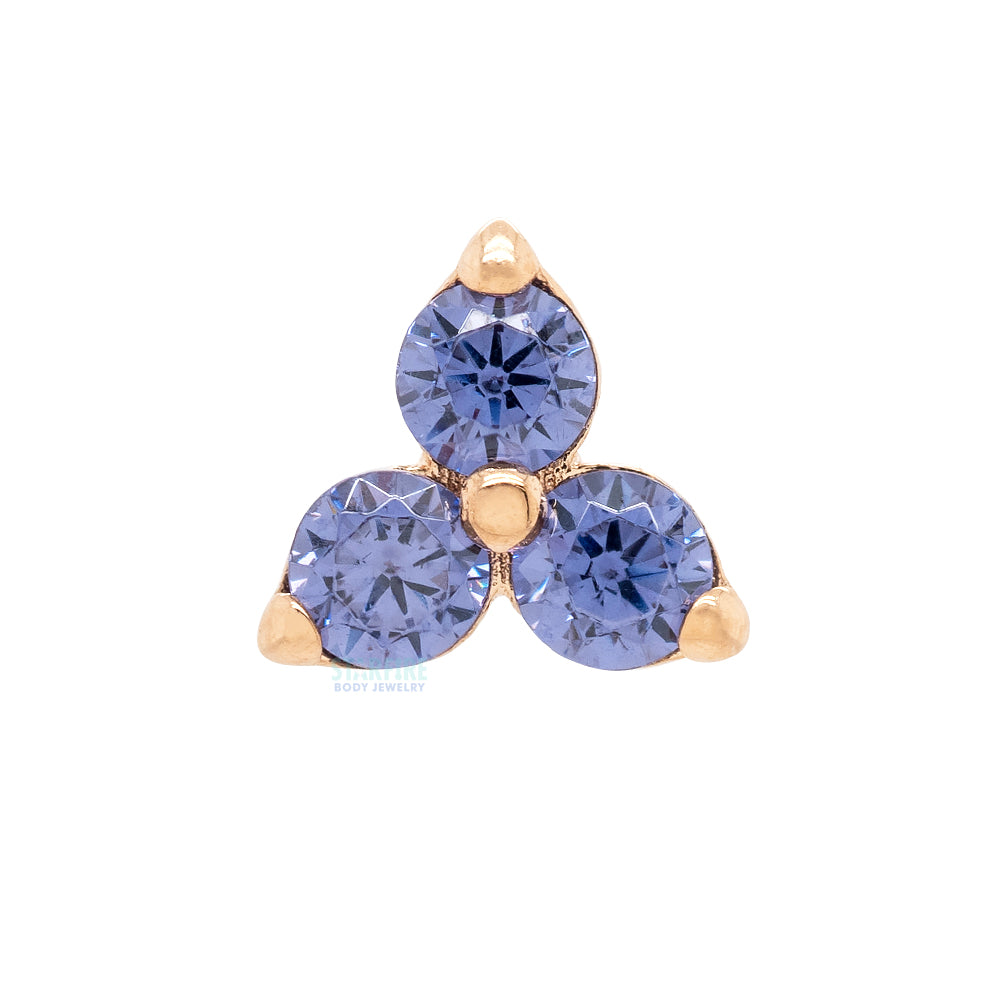 2mm "Trio" Threaded End in Gold with Brilliant-Cut Gems
