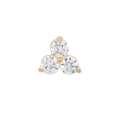 1.5mm "Trio" Threaded End in Yellow Gold with Brilliant-Cut Gems