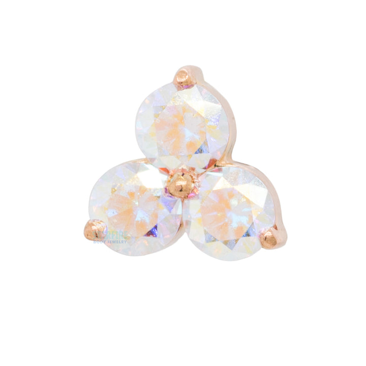 2.5mm "Trio" Threaded End in Gold with Brilliant-Cut Gems