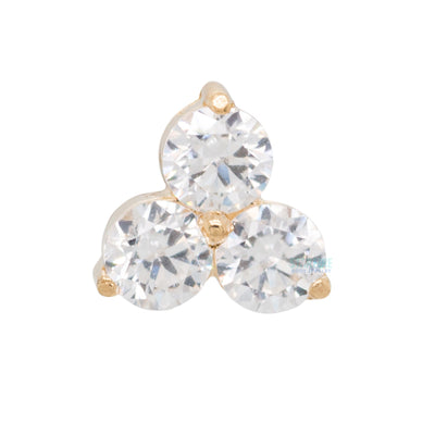 2.5mm "Trio" Threaded End in Yellow Gold with Brilliant-Cut Gems