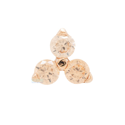 2mm "Trio" Threaded End in Rose Gold with Brilliant-Cut Gems