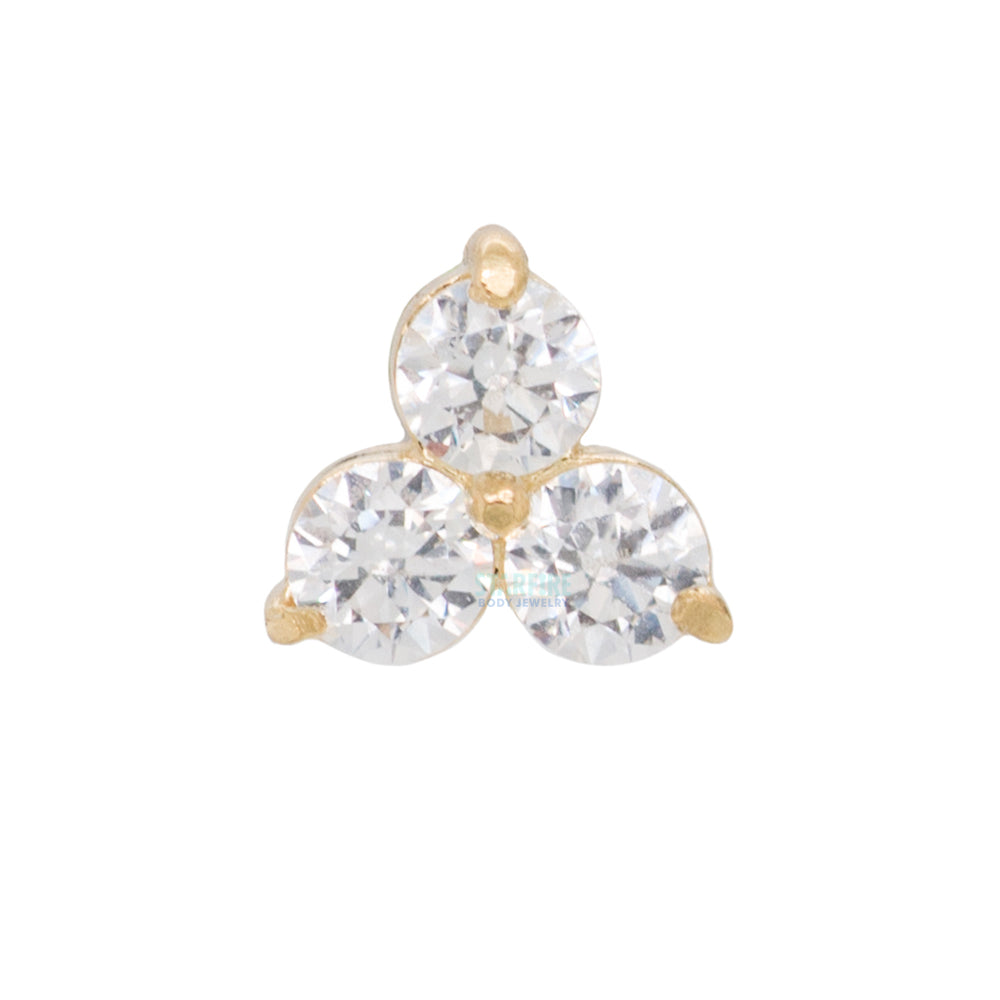2mm "Trio" Threaded End in Gold with Brilliant-Cut Gems