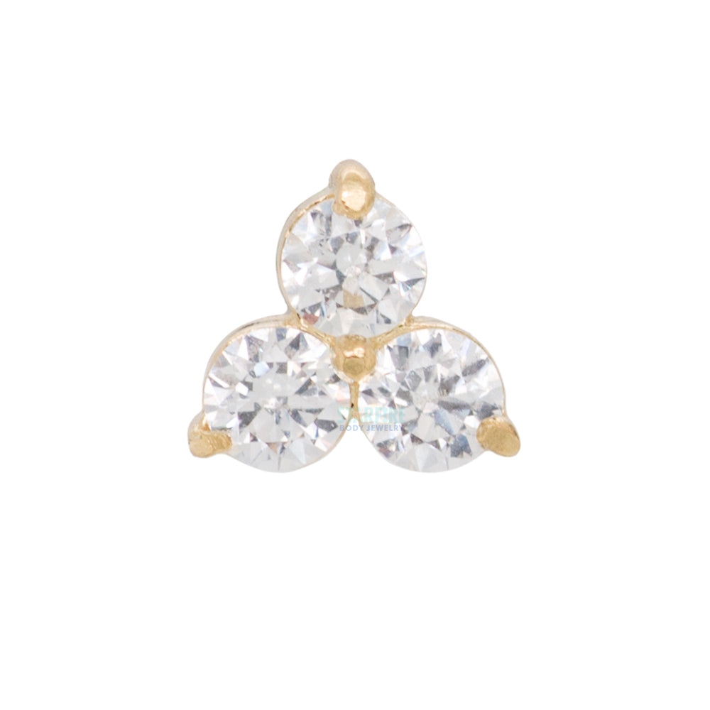 2mm "Trio" Threaded End in Yellow Gold with Brilliant-Cut Gems