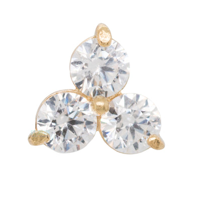 3mm "Trio" in Yellow Gold with Brilliant-Cut Gems - on flatback