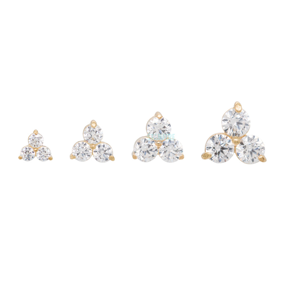1.25mm "Trio" Threaded End in Gold with Brilliant-Cut Gems