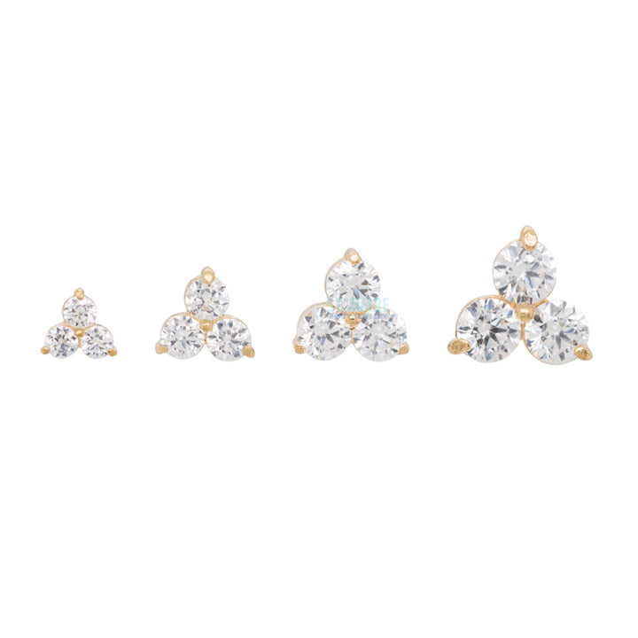 1.25mm "Trio" Threaded End in Gold with Brilliant-Cut Gems