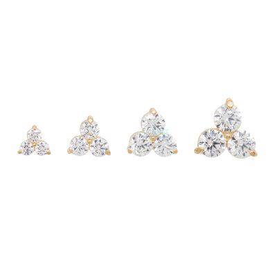 3mm "Trio" in Yellow Gold with Brilliant-Cut Gems - on flatback