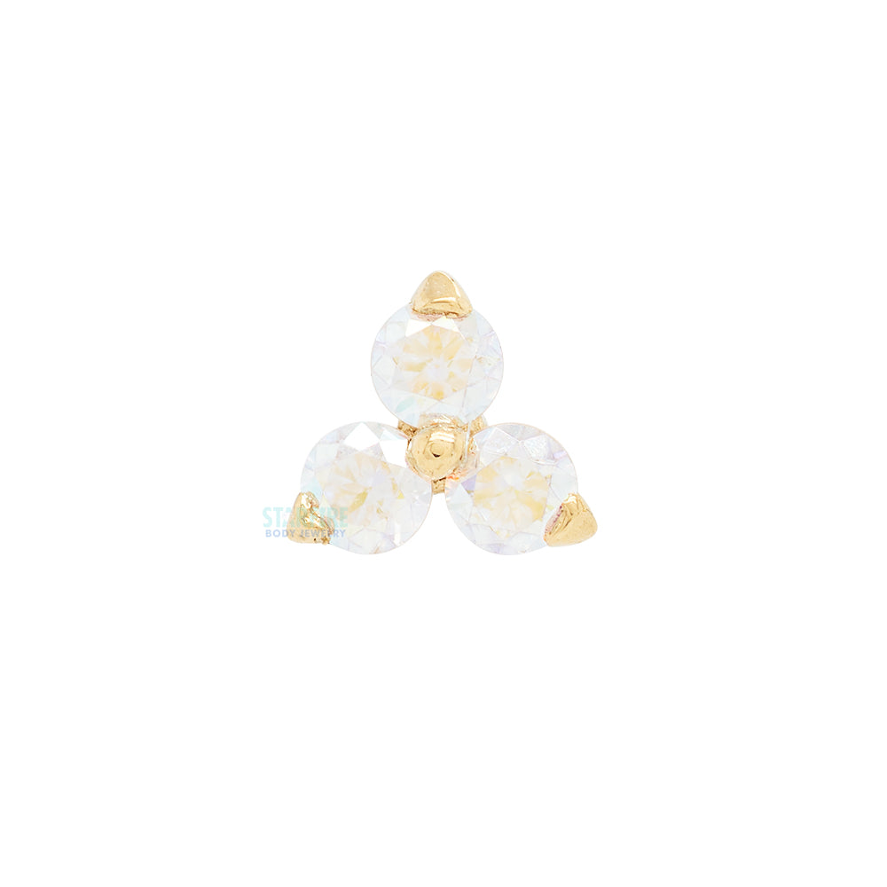 threadless: 1.5mm "Trio" in Gold with Brilliant-Cut Gem End
