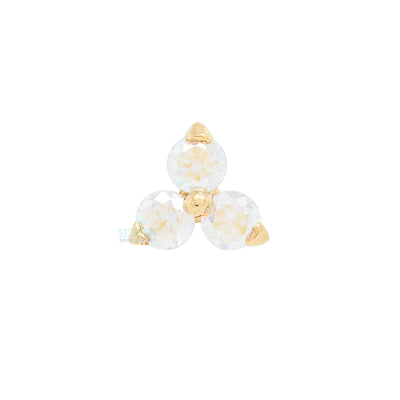 threadless: 1.5mm "Trio" in Gold with Brilliant-Cut Gem End