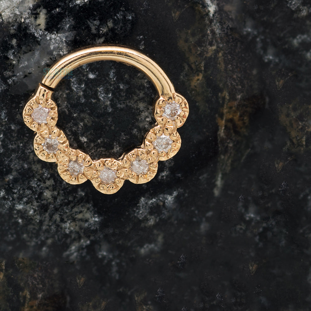 Daisy Chain Continuous Ring in Gold with Gemstones