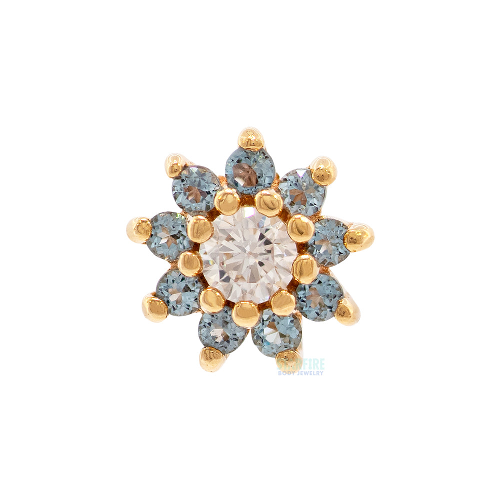 threadless: "Eloise" End in Gold with London Blue Topaz & CZ