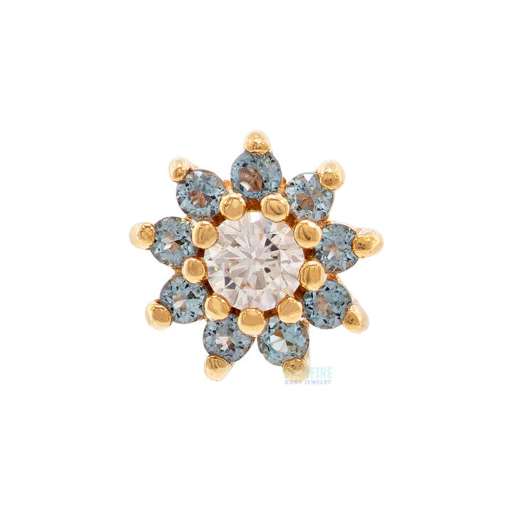 threadless: "Eloise" End in Gold with London Blue Topaz & CZ