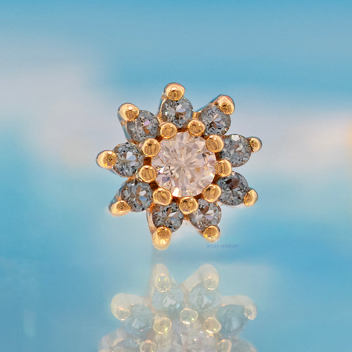 threadless: "Eloise" End in Gold with London Blue Topaz & CZ