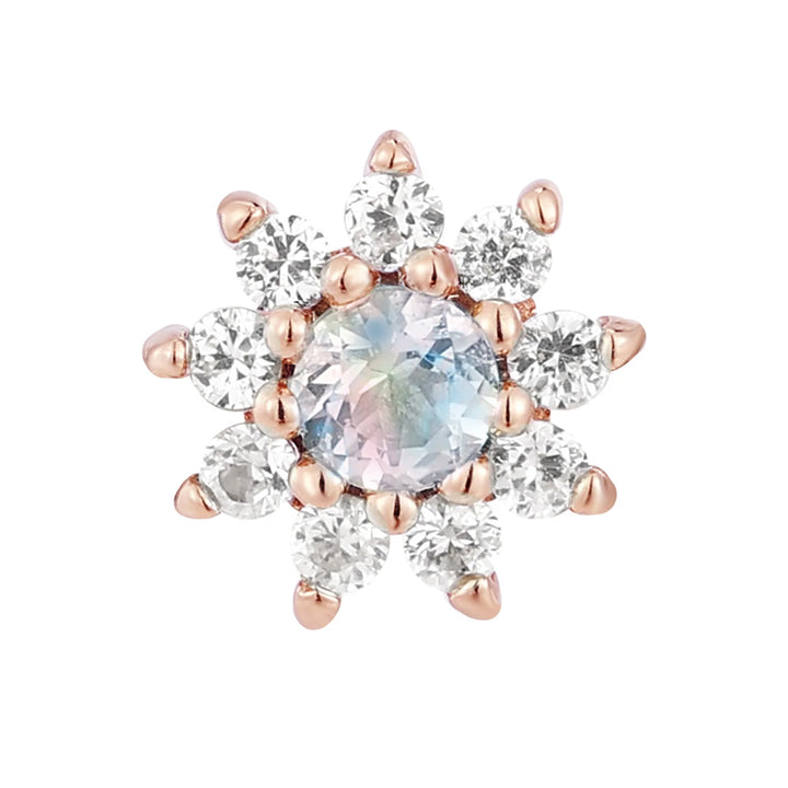 threadless: "Eloise" End in Gold with Rainbow Moonstone & White Sapphires