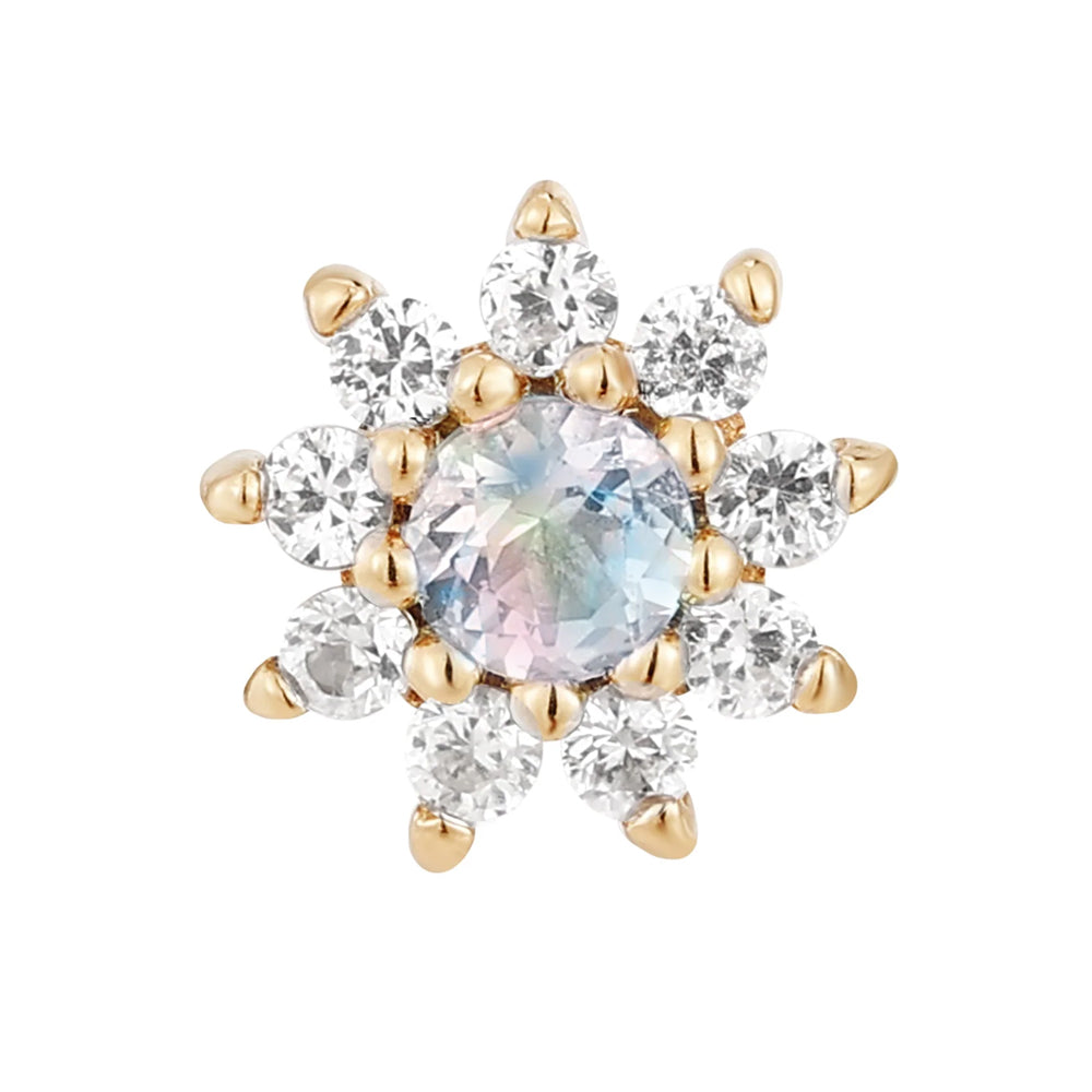 threadless: "Eloise" End in Gold with Rainbow Moonstone & White Sapphires