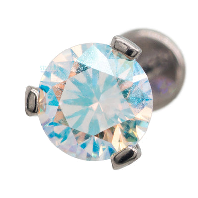 6mm 3 Prong-Set Faceted Gem on Flatback