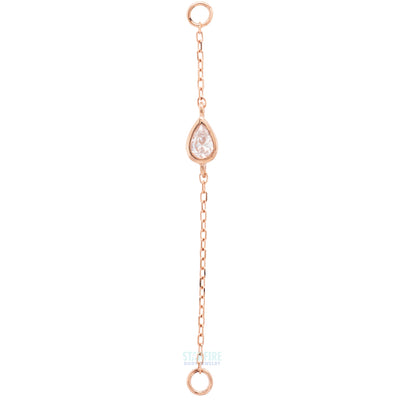 Teardrop Cable Chain Attachment in Gold with CZ