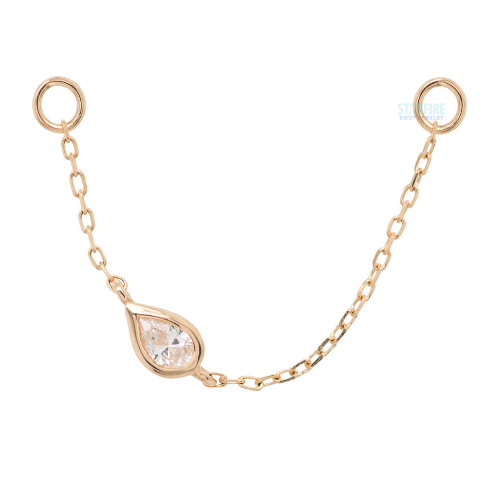 Teardrop Cable Chain Attachment in Gold with CZ