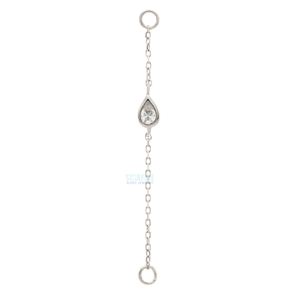 Teardrop Cable Chain Attachment in Gold with CZ