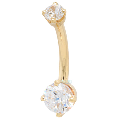 Prong-Set Navel Curve in Gold with DIAMOND