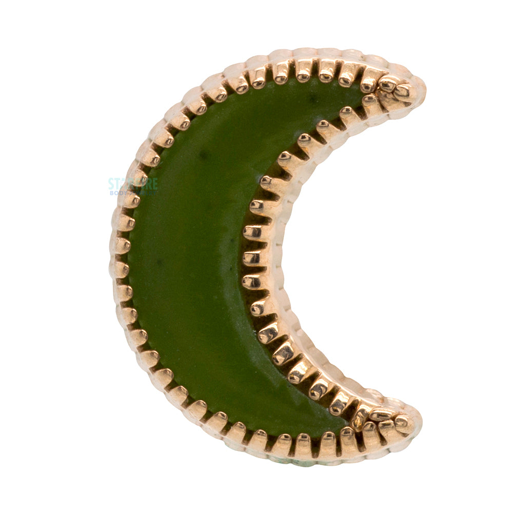 Cabochon Moon Threaded End in Gold with Stone