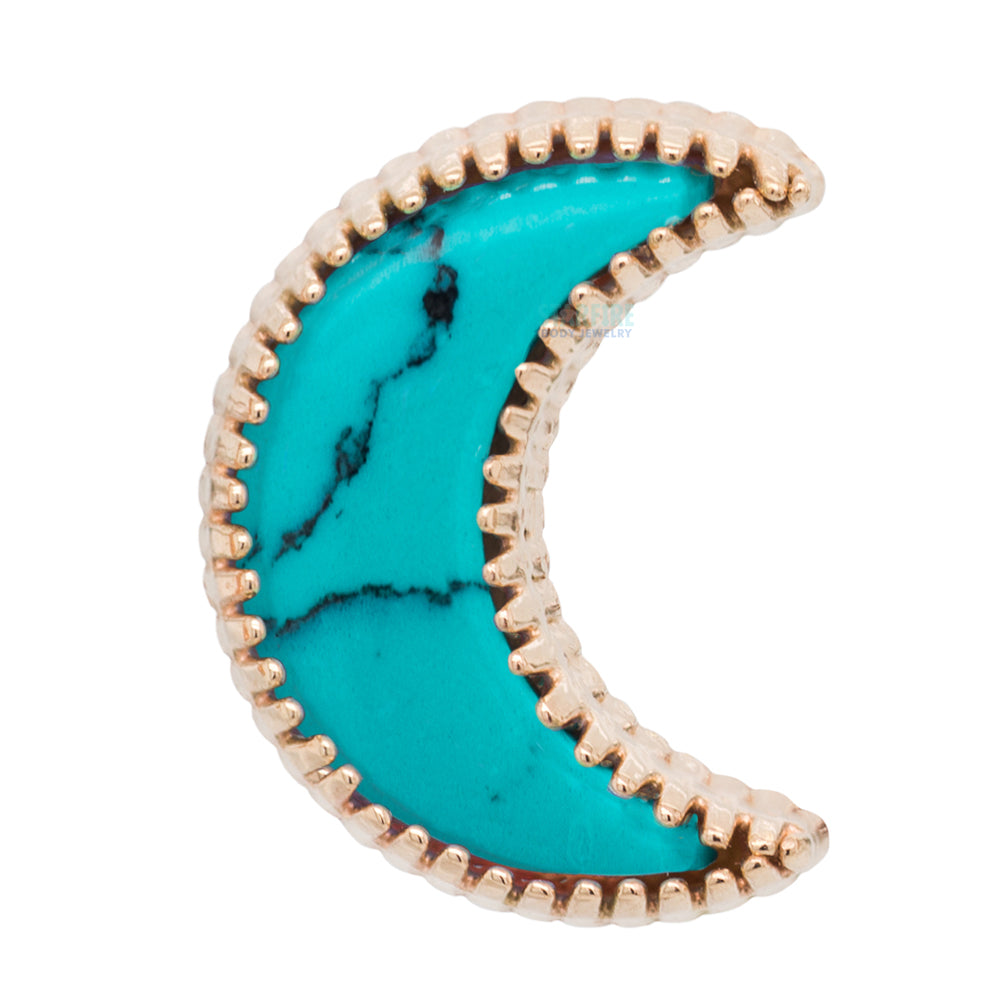 Cabochon Moon Threaded End in Gold with Stone