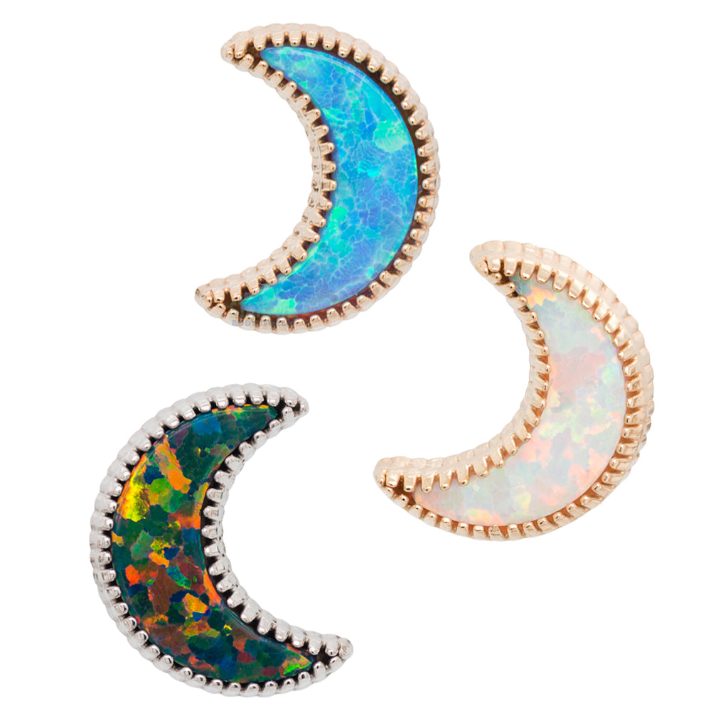 Cabochon Moon Threaded End in Gold with Opal