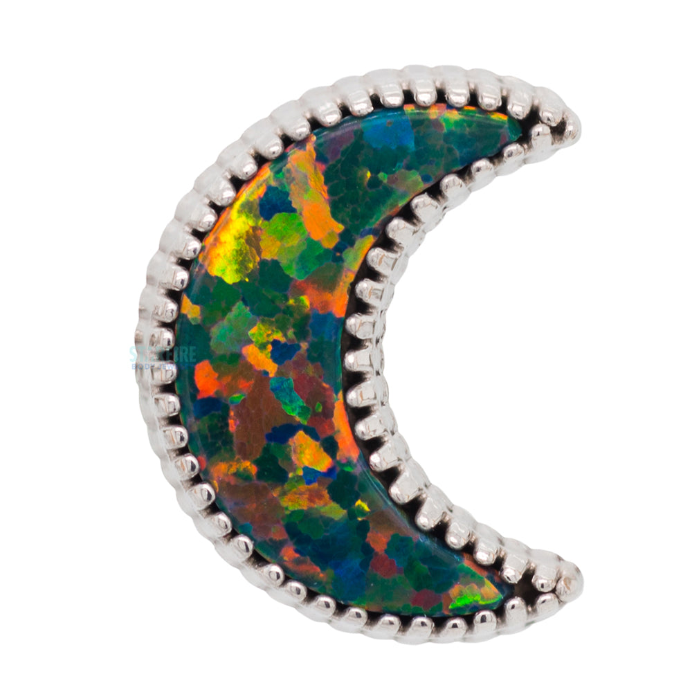 Cabochon Moon Threaded End in Gold with Opal