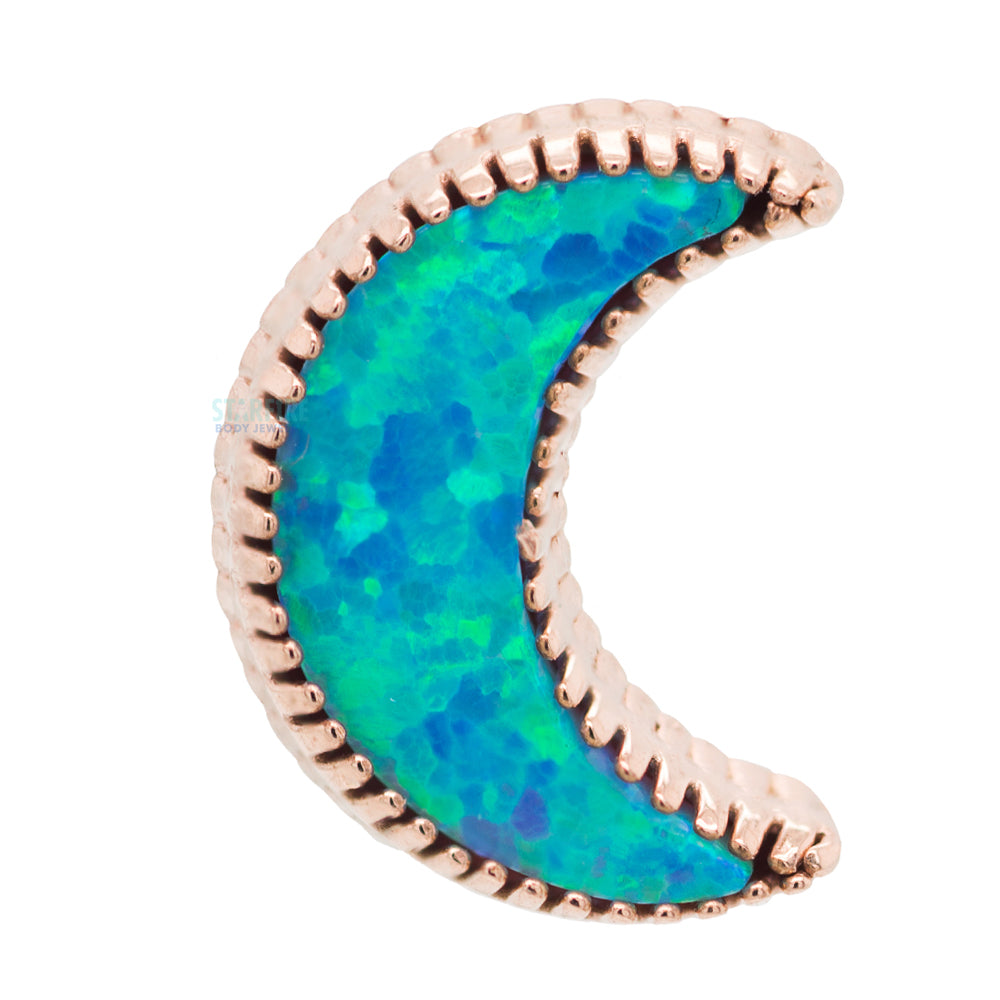Cabochon Moon Threaded End in Gold with Opal